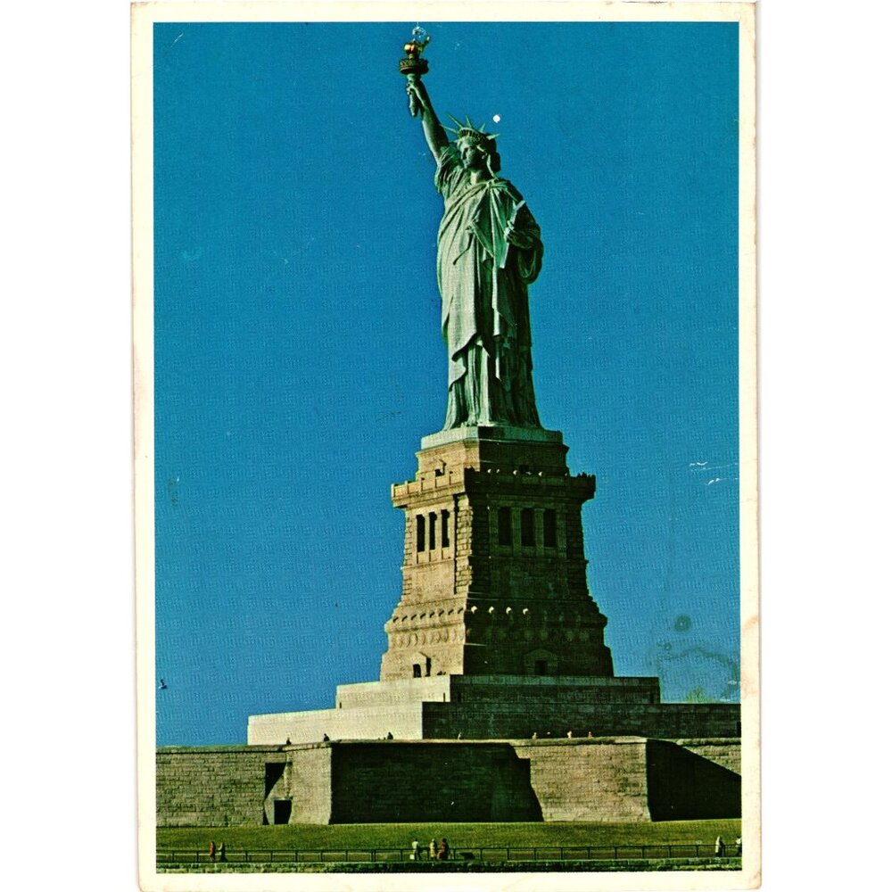 Vintage Statue Of Liberty Postcard Alfred Mainzer Printed Italy New York Harbor
